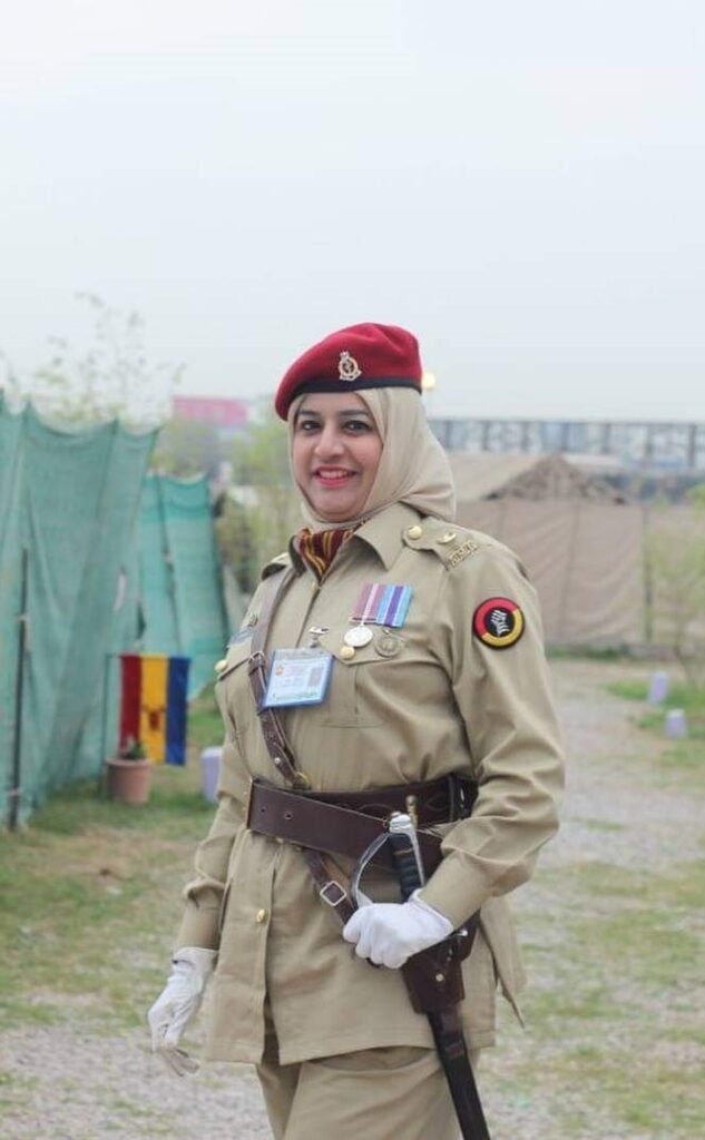 Dr. Urooj Hina in military uniform on 23rd March Parade Day 2018, reflecting discipline and professional service background