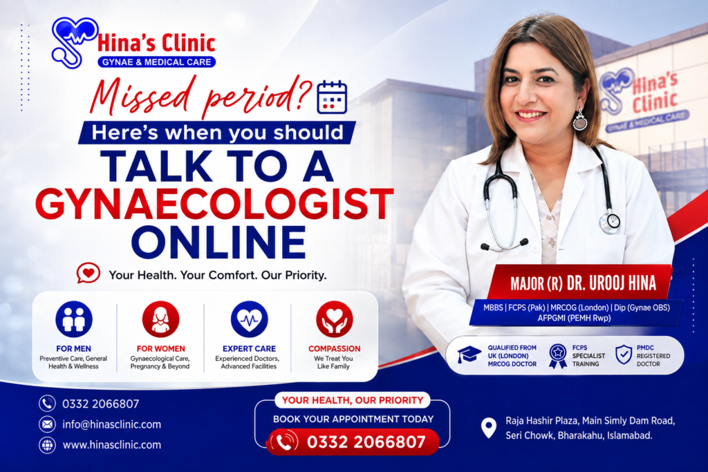 Missed period consultation with an online gynecologist for women’s health