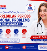 Major (R) Dr Urooj Hina, UK Qualified Specialist, providing online doctor consultation for PCOS, irregular periods, hormonal imbalance, fertility concerns, and women's health issues in Islamabad.