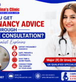 Major (R) Dr Urooj Hina, UK Qualified Specialist, providing online pregnancy consultation and prenatal care advice for women in Islamabad through Hina's Clinic.